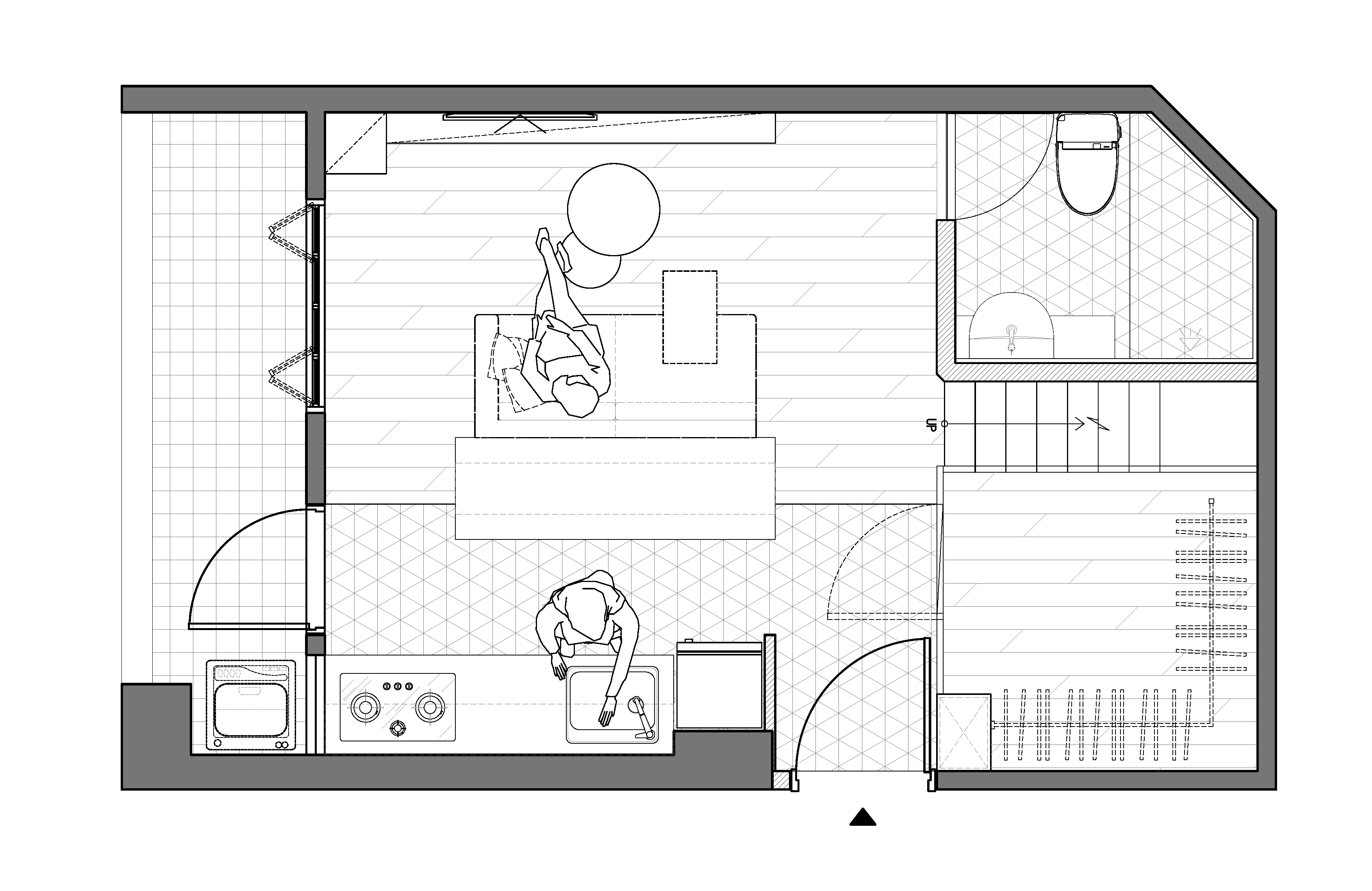 住宅平面图,经过设计师重新规划后,区域得到清晰的划分,互相连接并